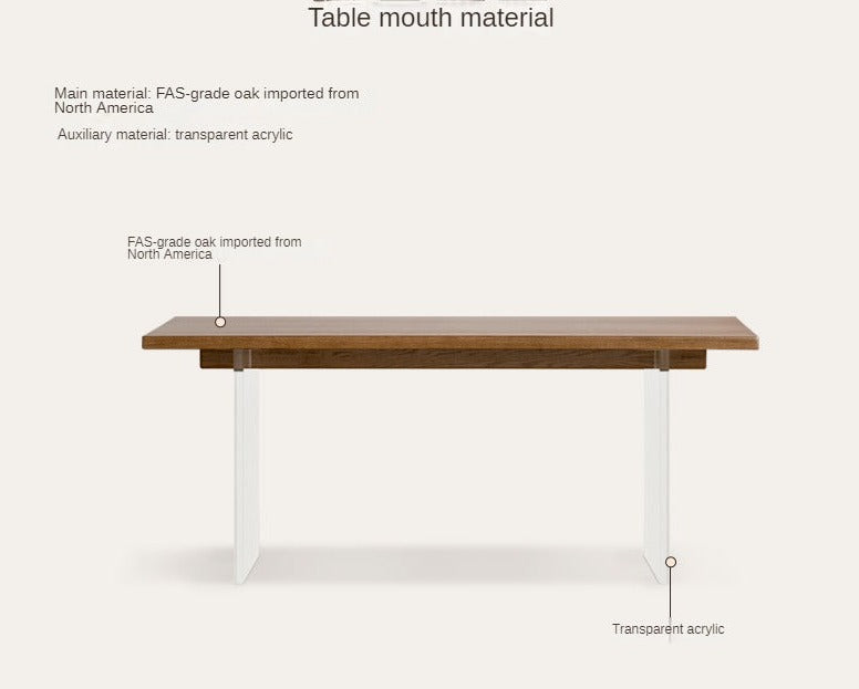 Premium Black Walnut & Oak Solid Wood Acrylic Suspension Dining Table - Modern Floating Design for Kitchen, Dining Room & Small Spaces