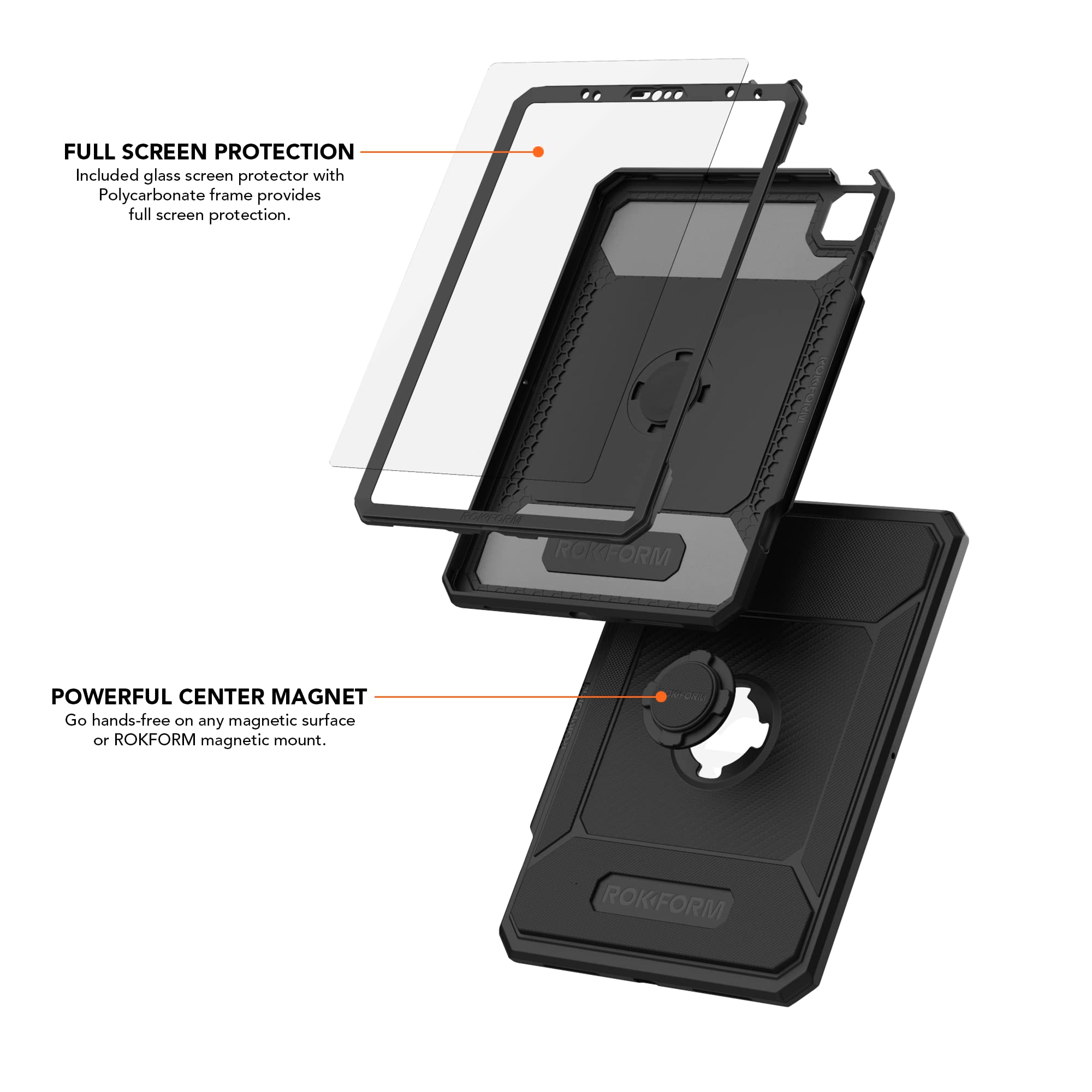 Rugged Magnetic iPad Case 10.9-11 Inch | Compatible with iPad Air 5/4 & iPad Pro 11 (5th/4th/3rd Gen) | Shockproof Protective Cover for iPad Air 2022/2020 & iPad Pro 2021/2020/2018 | Perfect for Travel, Work & Outdoor Adventures - Black