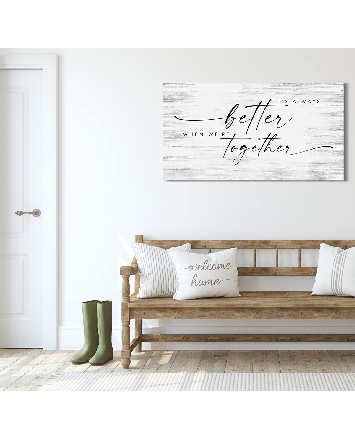 Minimalist Farmhouse Wall Art - 'It's Always Better When We're Together' Canvas Print - 48x24 Inches Ready to Hang - Perfect for Bedroom Decor, Wedding Gifts & Couples' Home - Romantic Home Decor for Master Bedroom, Bridal Shower & Newlyweds