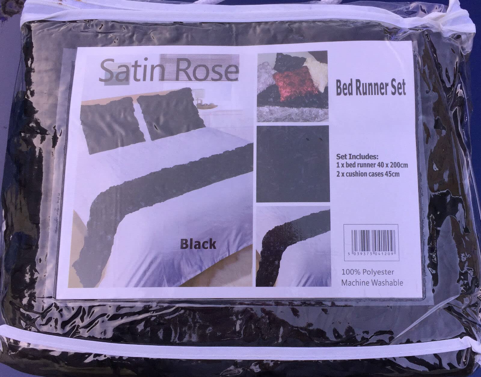 Elegant Black Raised Rose Bed Runner with 2 Matching Cushion Covers - Luxury Bedding Set for Master Bedroom, Guest Room & Home Decor