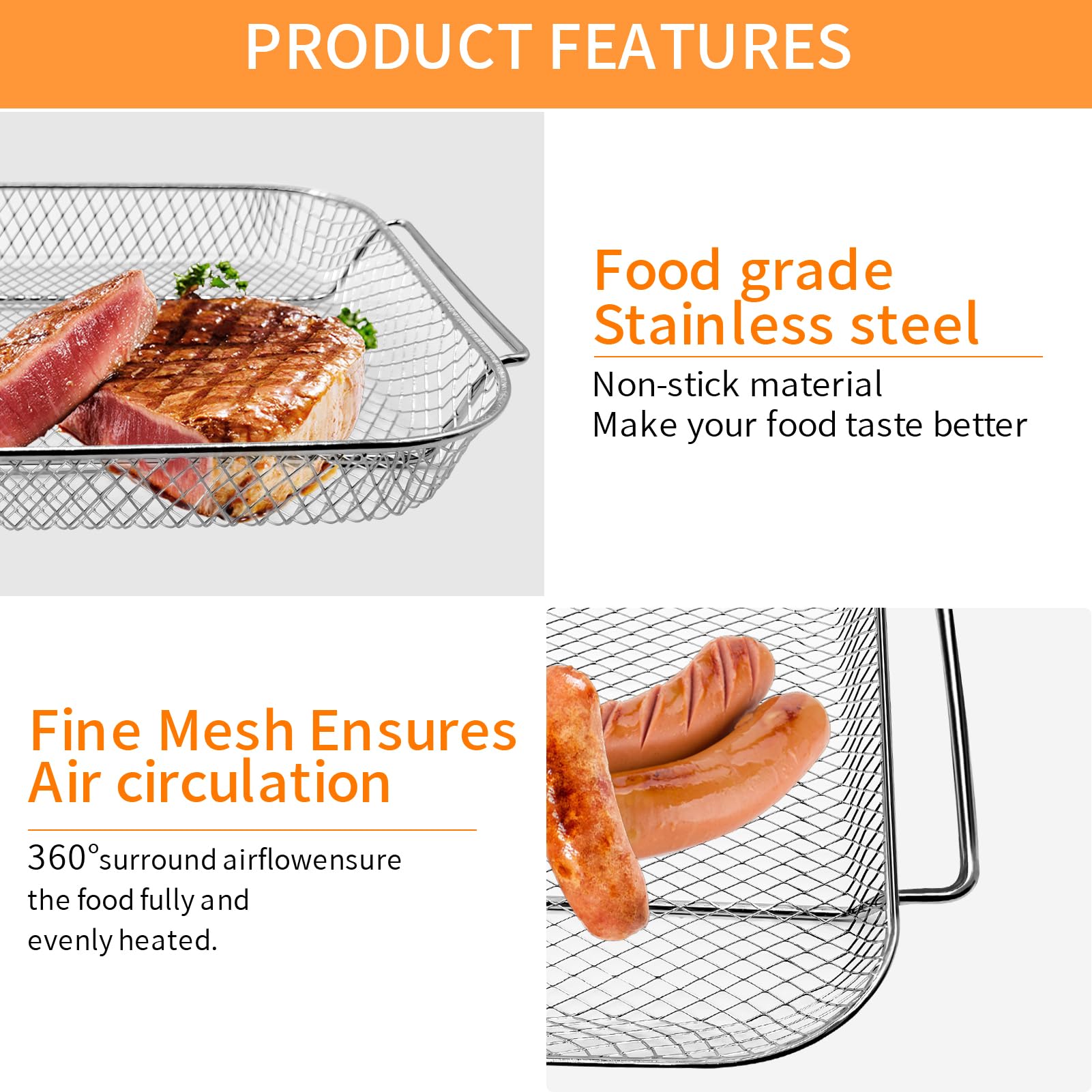 Replacement Air Fryer Basket for Emeril Lagasse 26 QT Extra Large Convection Toaster Oven - 12.5 x 10.2 Inch Non-Stick Mesh Wire Rack Accessory - Dishwasher Safe - Perfect for Healthy Frying, Roasting, and Reheating Meals