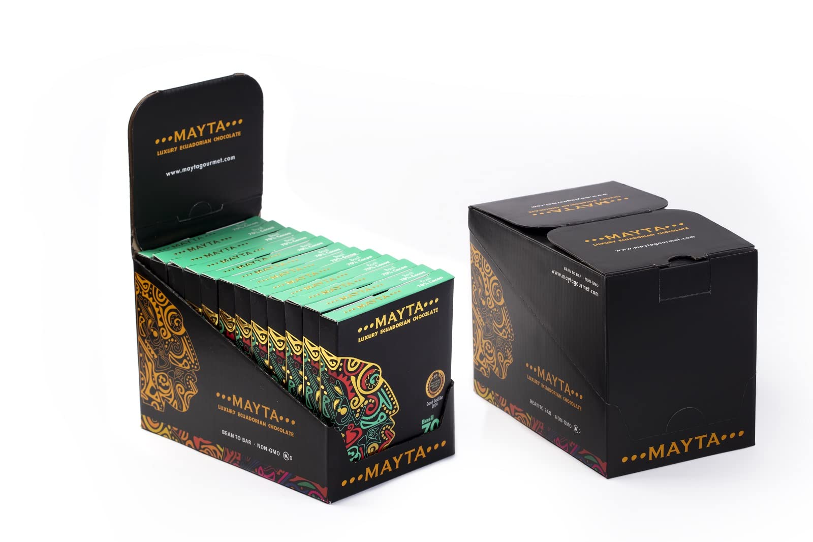 Mayta Gourmet Dark Chocolate Bars 70% Cacao with Exotic Fruits & Basil - Premium Ecuadorian Fine Aroma Cocoa - 12 Pack (600g) - Perfect for Gifts, Dessert Pairing & Gourmet Snacking