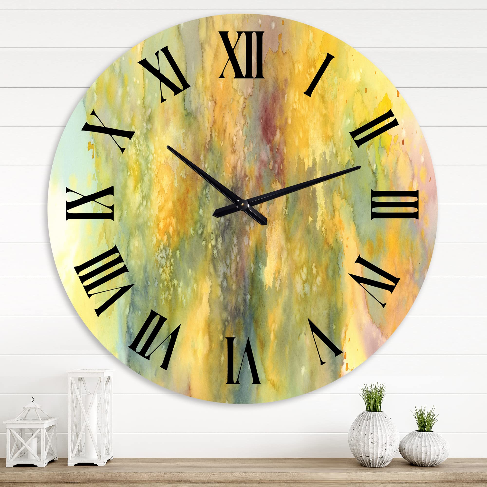 Stylish Yellow Salt Marble Modern Wall Clock - Large Decorative Office Clock for Home & Workplace | Perfect for Living Room, Bedroom, and Office Décor