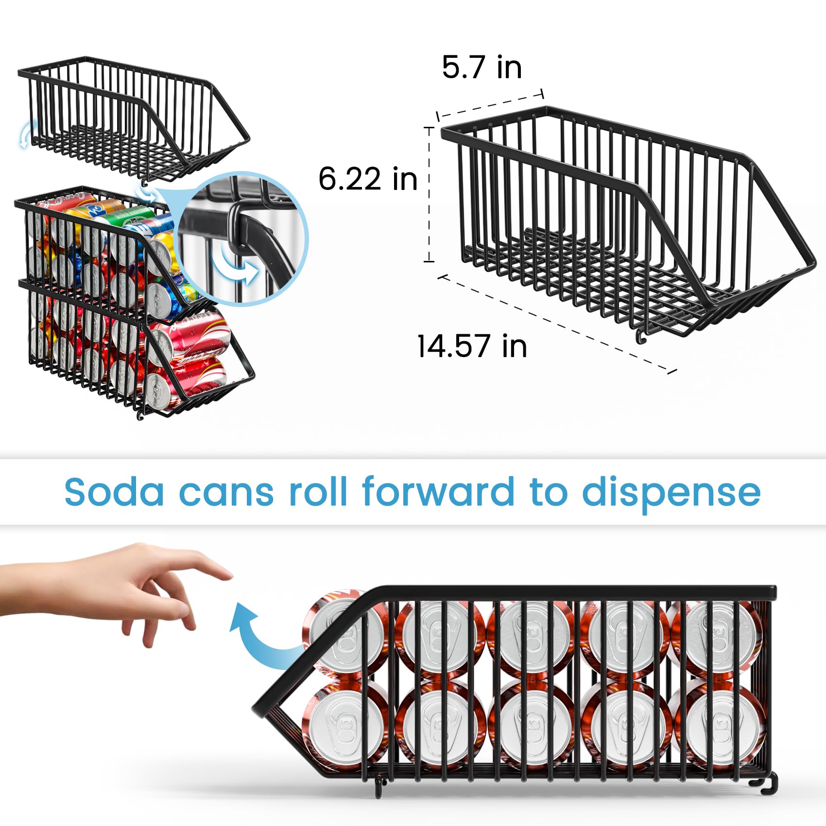 4-Pack Stackable Soda Can Organizer - Space-Saving Pantry Storage for Cans, Soup, Pet Food | Perfect for Kitchen, Pantry & Garage Organization