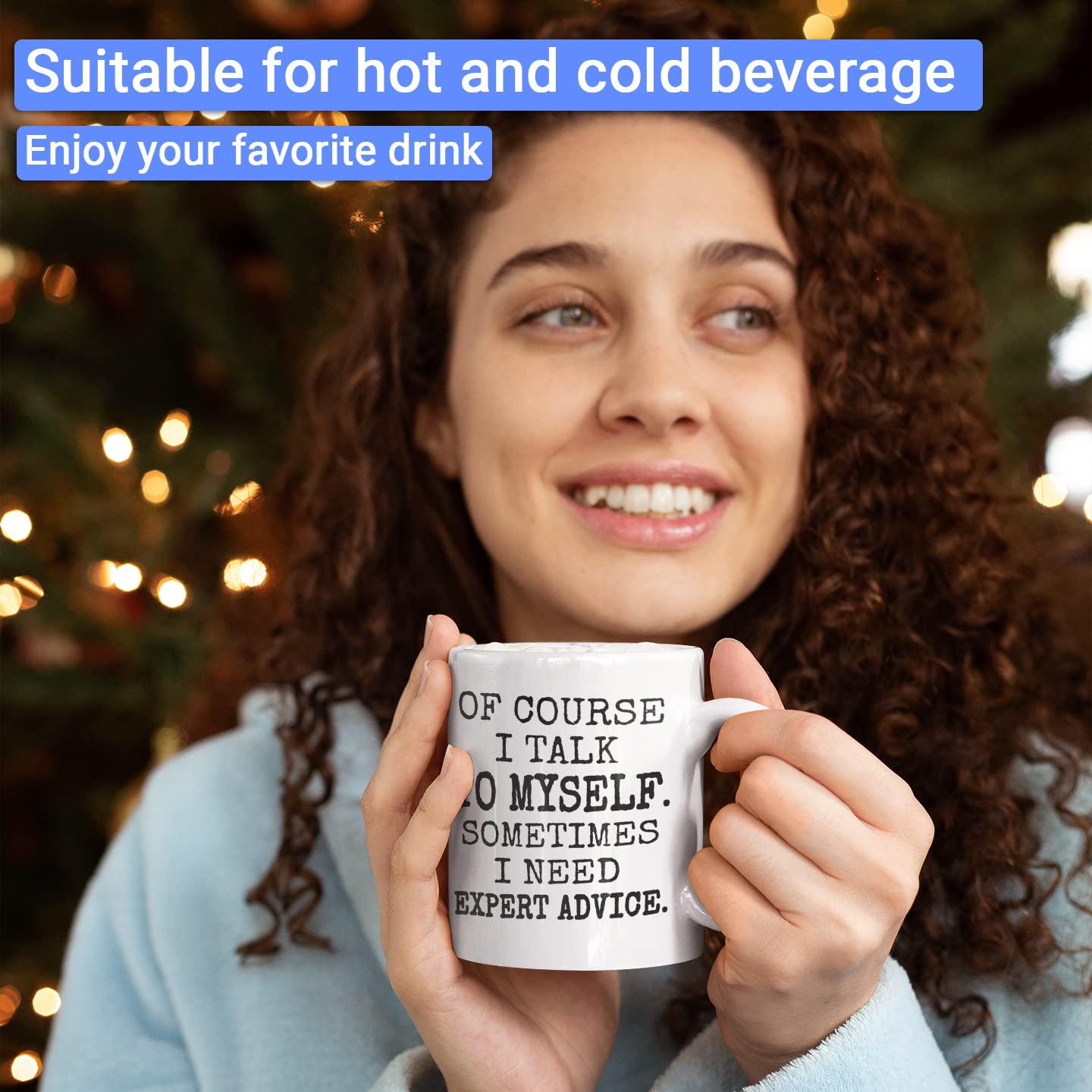 Funny Sarcasm Coffee Mug - 11oz 'Of Course I Talk To Myself' Ceramic Cup for Men & Women | Office Humor, Gag Gift for Coworkers | Perfect Christmas Gift for Coffee Lovers Who Use Sarcasm at Work