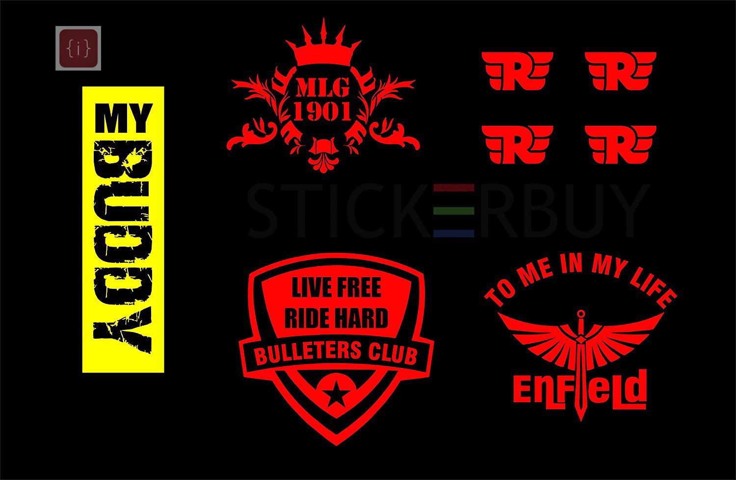 ISEE 360° RE Bullet Sticker Combo Kit - 5 Pack Multicolor Decals for Bikes, Motorcycle Tanks, Tool Boxes & Battery Stems | Durable Vinyl Decorative Stickers for Outdoor Gear Customization