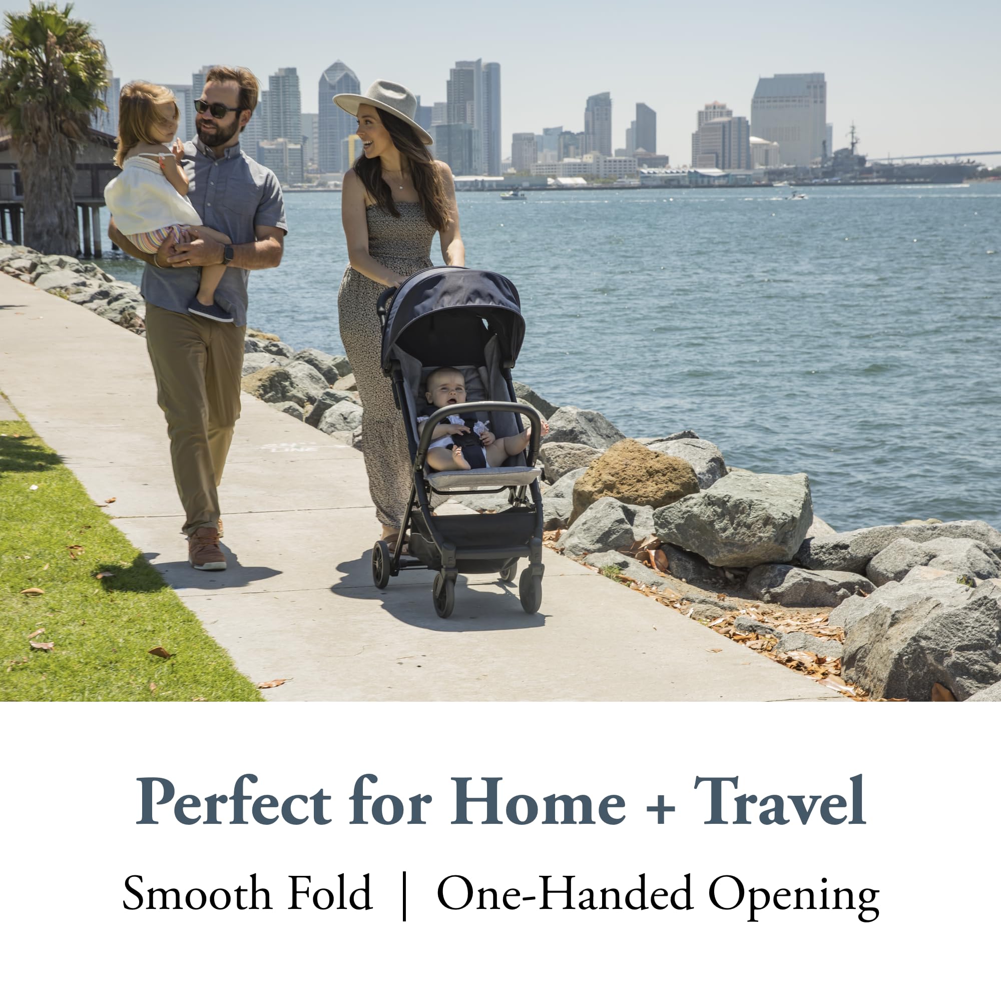 Inglesina Quid Stroller - Compact Lightweight Travel Stroller for Babies & Toddlers (3 Months to 50 lbs) | Easy Fold & Airplane Approved | BPA-Free College Navy Design | Perfect for City Walks, Travel & Everyday Use