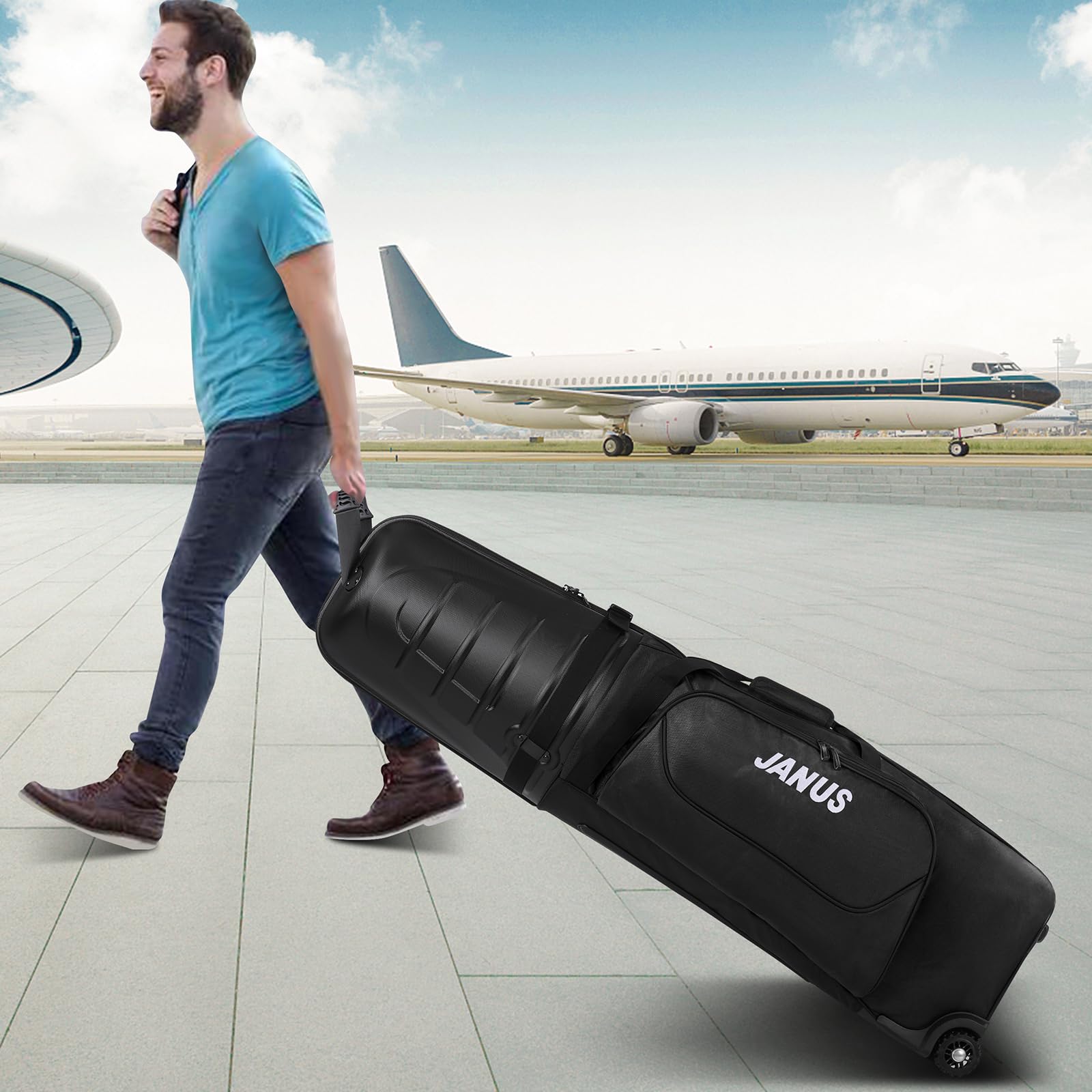JANUS Golf Travel Bags with Wheels - ABS Plastic Hard Case for Airline Travel & Golf Club Protection | Durable Golf Bag Carrier for Tournaments & Vacations