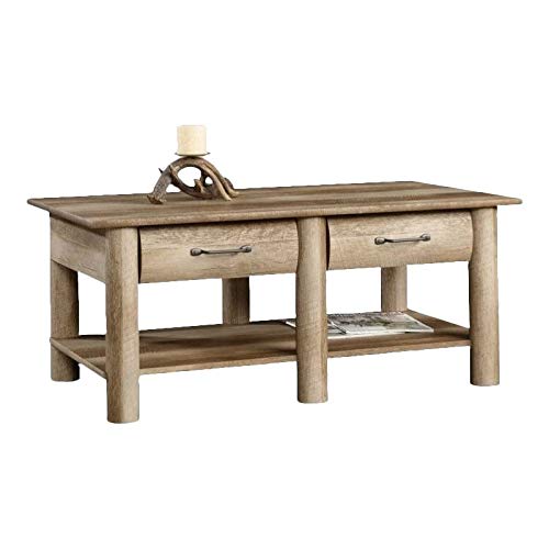 Pemberly Row Mountain Wood Coffee Table - Solid Craftsman Oak Finish - Perfect for Living Room, Lounge & Home Decor