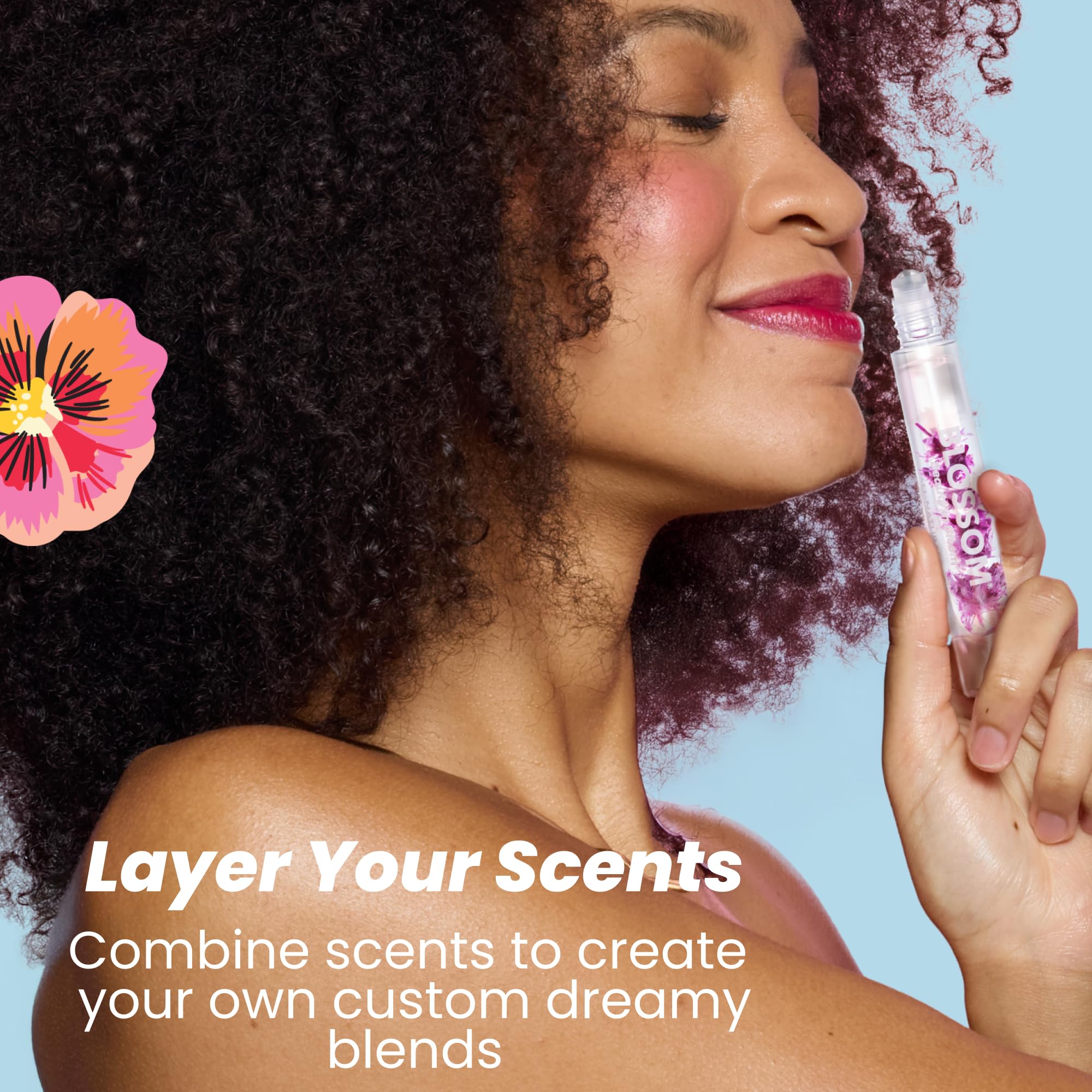 Alcohol-Free Rollerball Perfume Oil for Women | Blossom Essential Oil Perfume with Real Flowers | Sandalwood, Cedar, Amber & Vetiver Scent | Made in USA | 0.20oz | Perfect for Daily Wear, Office & Romantic Dates | Lavenderwood Fragrance