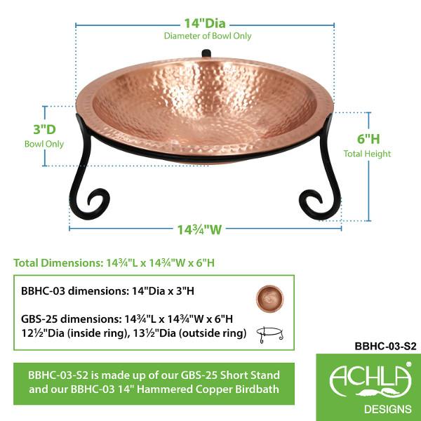 Handmade Hammered Solid Copper Birdbath for Garden - Outdoor Decorative Bird Bath with Rustic Patina Finish - Perfect for Attracting Birds to Your Backyard, Patio or Garden Decor