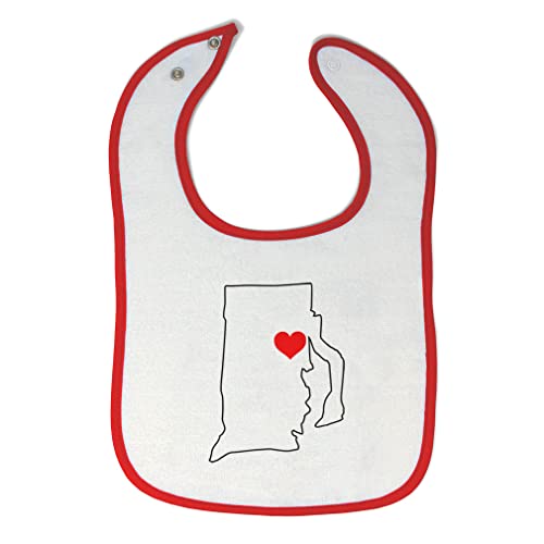 Soft Cotton Baby Bibs & Burp Cloths Set - Adorable Rhode Island Heart Design in White & Red for Toddler Girls & Boys - Perfect for Feeding, Drool Protection & Gift Giving