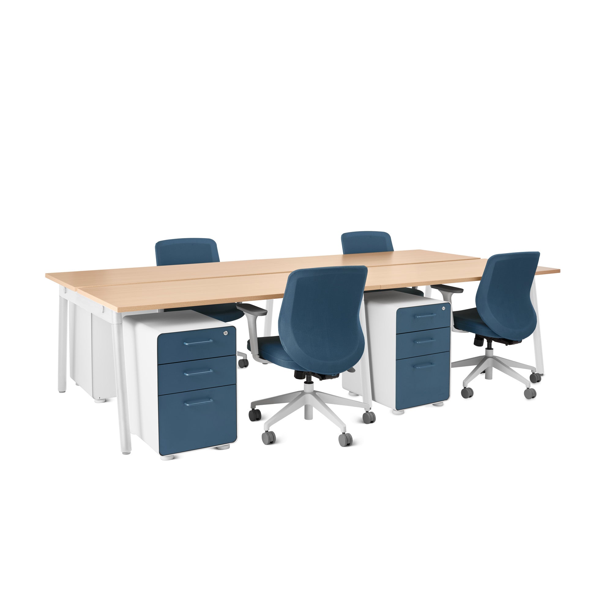 Series A Double Desk for 4 People - Spacious Office & Study Desk for Home & Workspace - Perfect for Remote Work, Team Collaboration & Home Office Setup