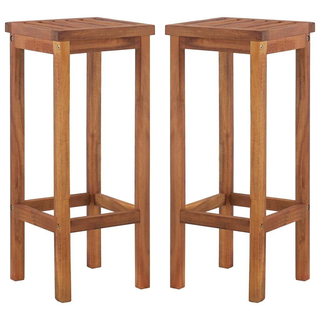 Modern Industrial Bar Stools Set of 2 - Solid Acacia Wood Counter Height Stools for Kitchen Island, Breakfast Bar & Pub - Fast Shipping & Durable Design
