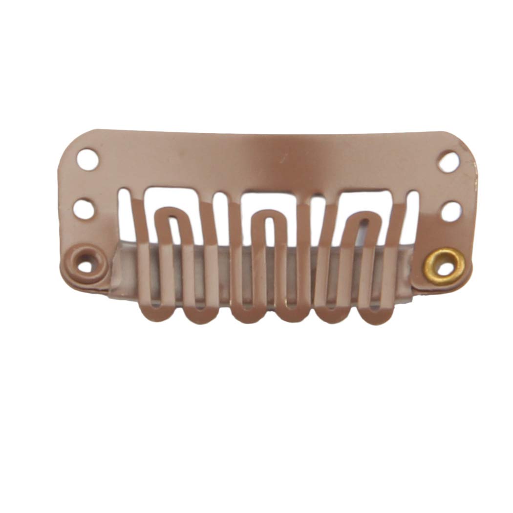 20pcs Stainless Steel U-Shape Snap Clips for Hair Extensions, Wigs & Hairpieces - Durable Wig Accessories & Hair Combs (Light Brown) - Perfect for Salon, Cosplay & Daily Hairstyling