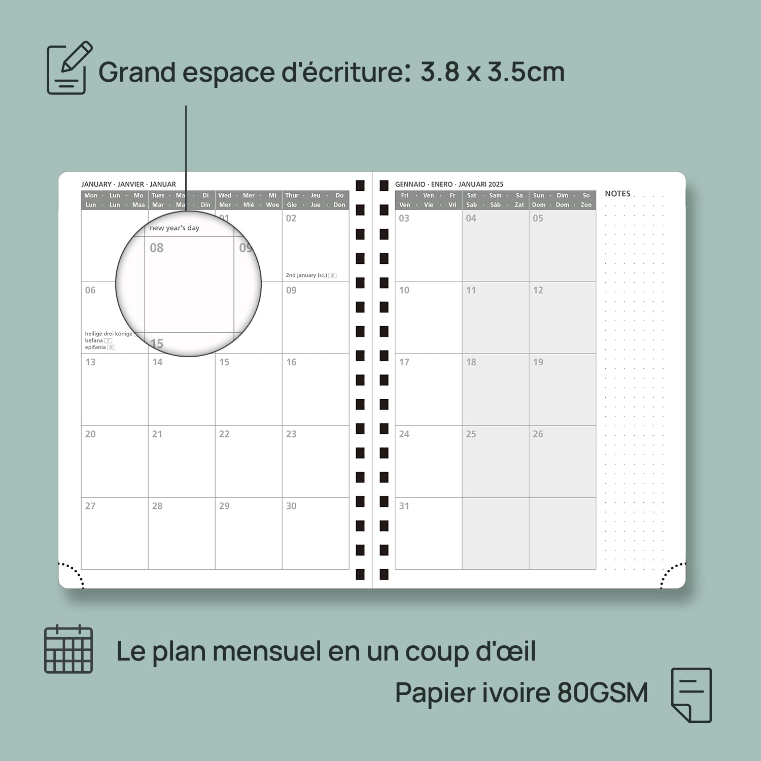 POPRUN 2024-2025 Weekly Planner - 17 Month Academic Diary (August 2024-December 2025) | 8.7