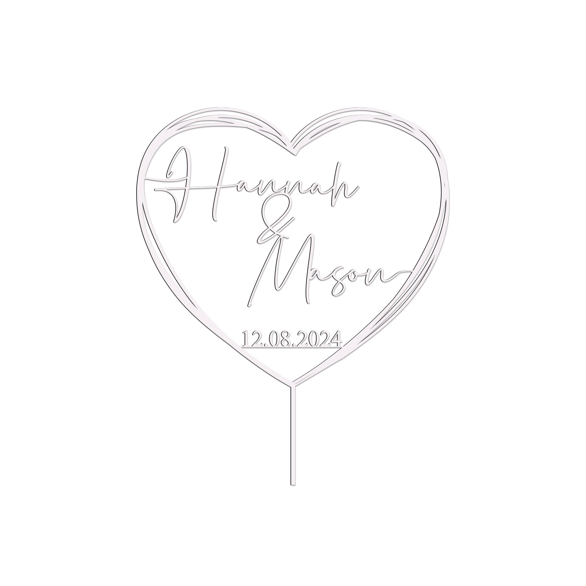 Custom Heart-Shaped Wooden Wedding Cake Toppers - Personalized Love & Anniversary Cake Decorations for Weddings, Anniversaries & Romantic Celebrations - CT06