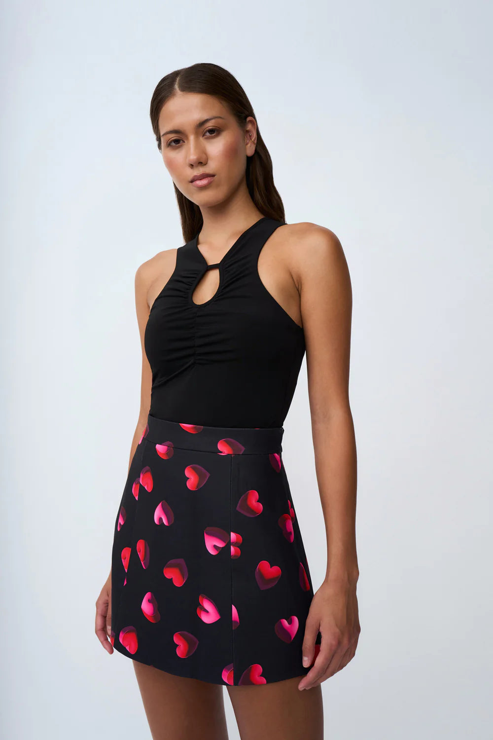 Bubble Heart Mini Skirt - Black, Red, Pink | Sexy A-Line Skater Skirt for Women | Perfect for Parties, Dates & Night Out