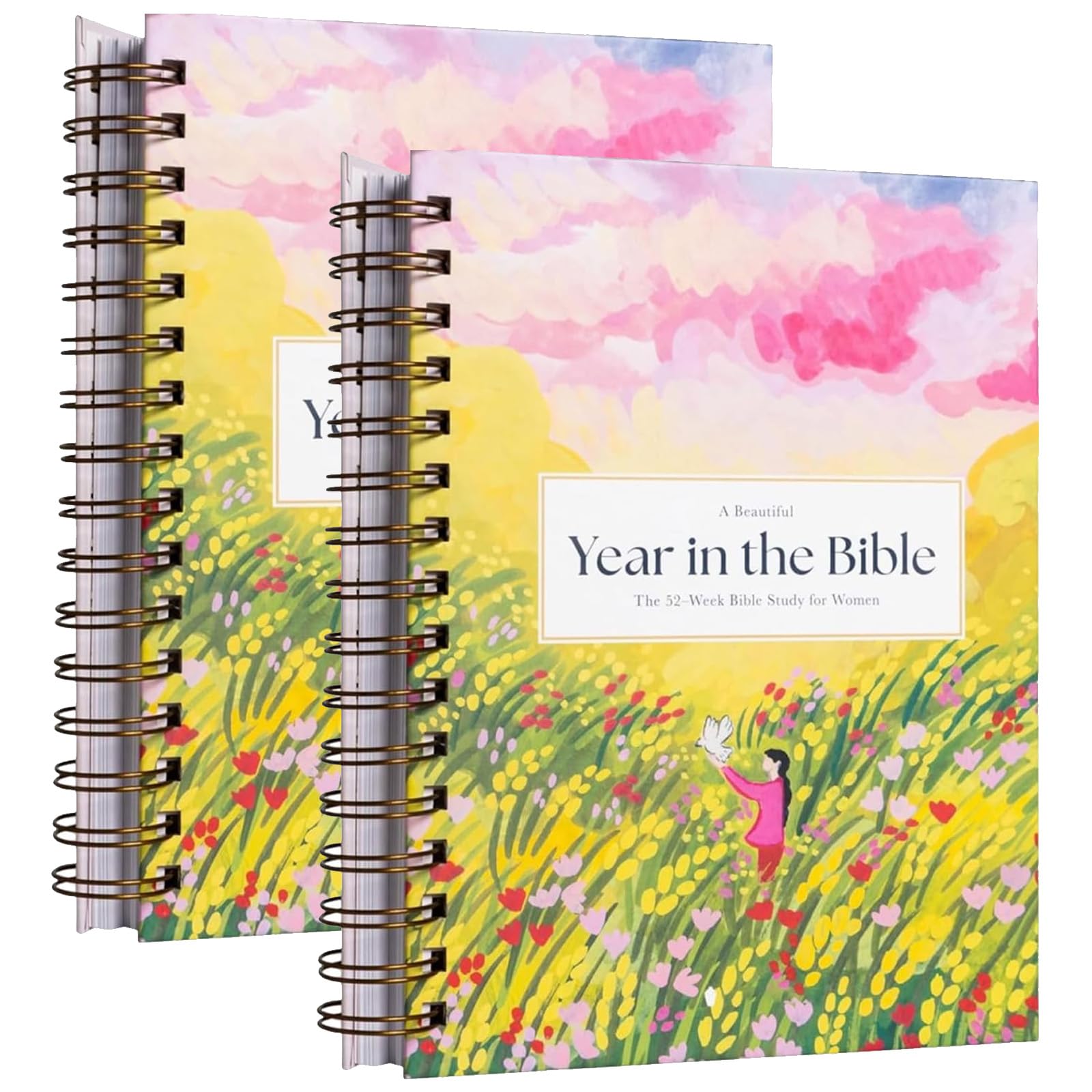52-Week Spiral Bound Bible Study Guide for Women - Beautiful Year in The Bible Upgrade | Scripture Reading Journey & Devotional Journal (2-Pack) - Perfect for Small Groups, Personal Devotion & Gift Giving