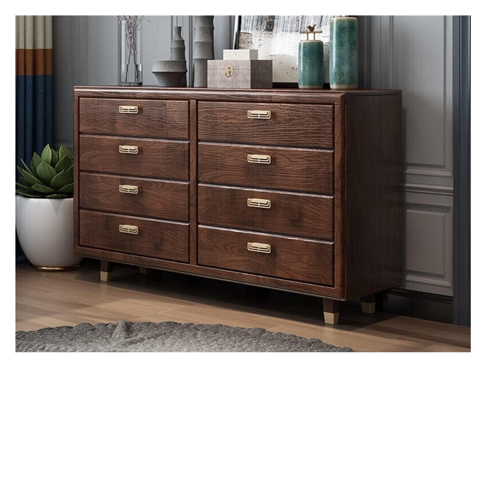 Premium Solid Wood Drawers Cabinet - Multifunctional Storage Organizer for Bedroom & Home (SM32-162x40x95cm) | Perfect for Clothes, Toys, Books & Home Organization