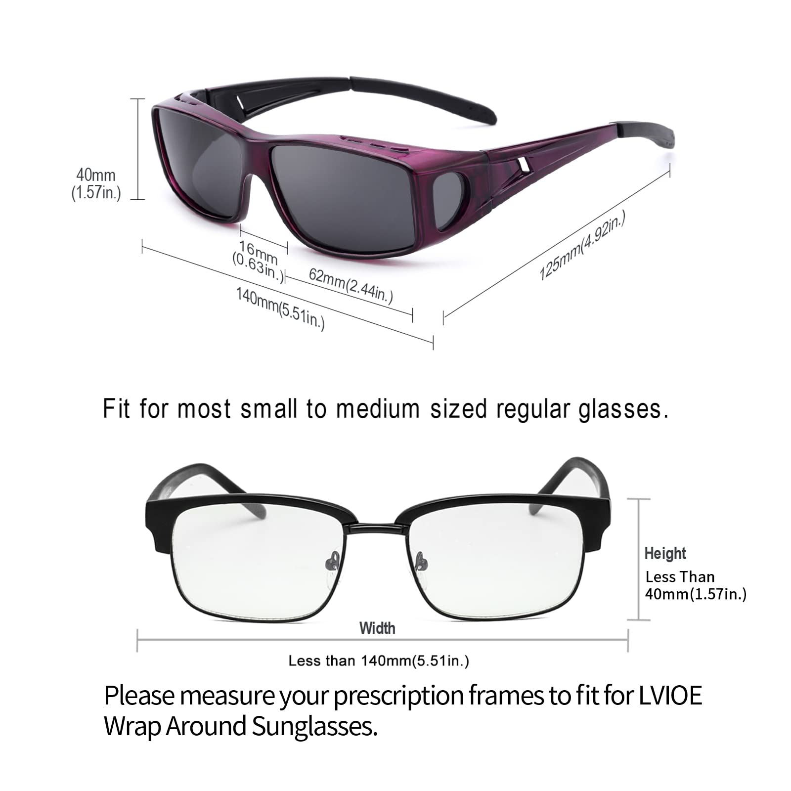 LVIOE Polarized Wrap Around Sunglasses for Men & Women – UV Protection, Fit Over Prescription Glasses – Perfect for Driving, Outdoor Sports & Daily Sun Protection
