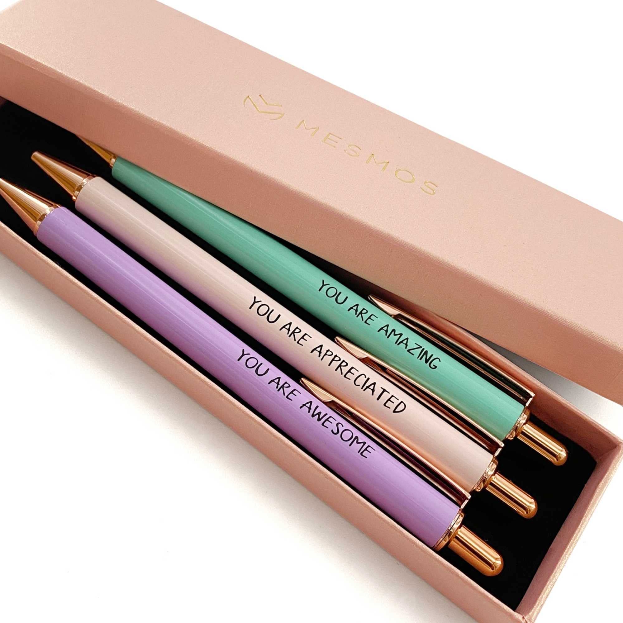 MESMOS Pastel Pens - Premium Luxury Gel Pens for Women, Inspirational Writing Pens for Journaling, Note Taking & Office Use - Perfect Teacher Appreciation Gifts, Nurse Pens & Employee Thank You Gifts - Elegant Cute Pen Set for Coworkers, Friends & Special Occasions