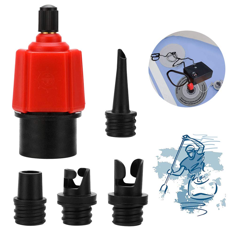 XCOZU 4-Piece Inflatable Kayak Pump Valve Adapter & Nozzle Kit - Compatible with Air Mattresses, Paddle Boards, Inflatable Boats - Perfect for Camping, Beach Trips, and Water Sports
