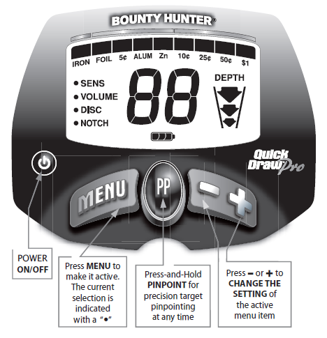 Bounty Hunter Quick Draw Pro Metal Detector with 10