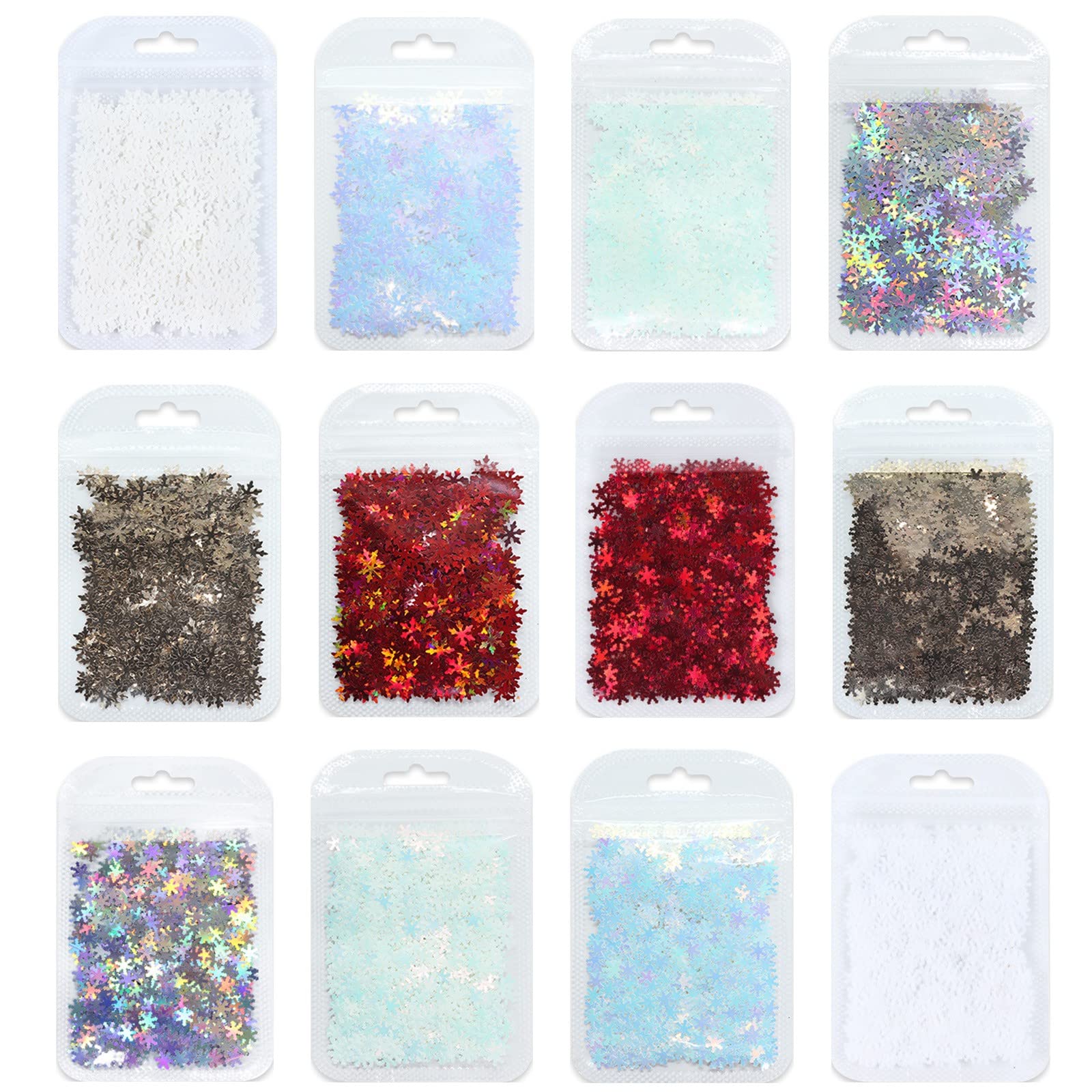 Passion Nails Christmas Snowflake Nail Art Kit - White Winter Snowflake Sequins, Rhinestones & Nail Decorations for Holiday Manicures | Perfect for DIY Nail Art, Christmas Parties & Gift Giving