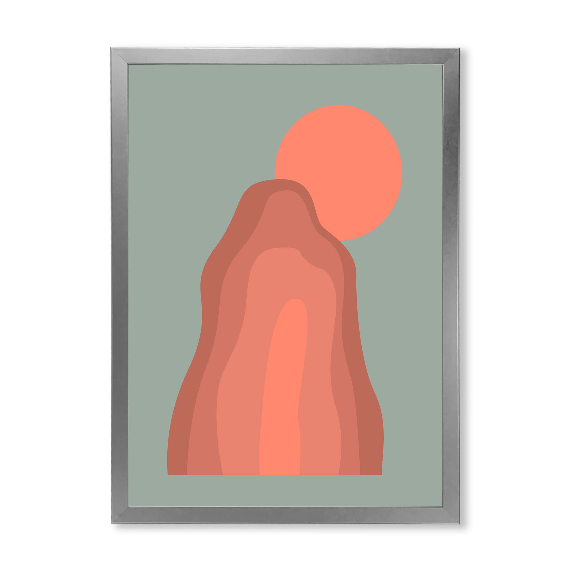 DesignQ Pink Sunset Mountain Landscape Modern Framed Wall Art - Premium Canvas Print for Living Room, Bedroom & Office Decor
