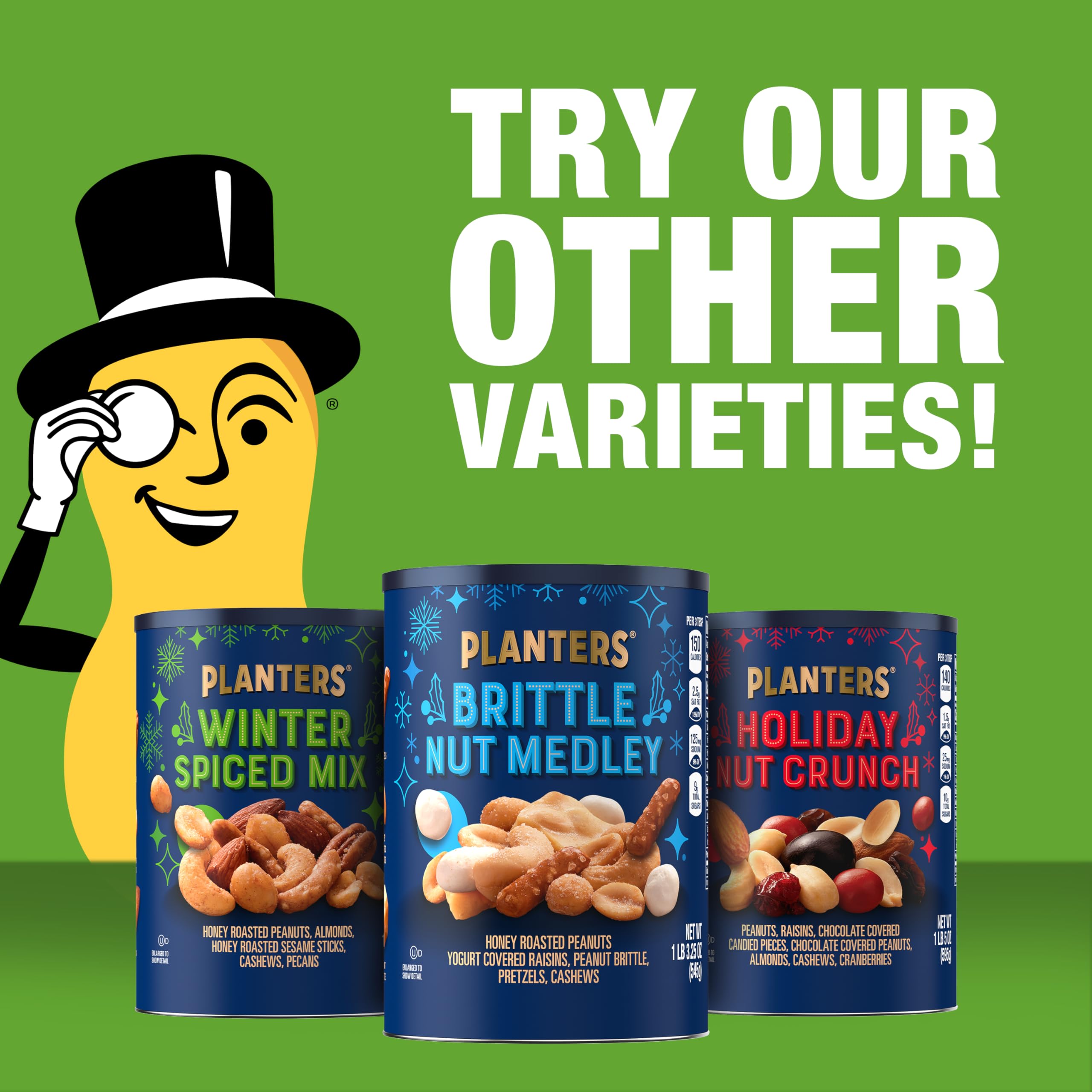 Planters Winter Spiced Mix Nuts & Snacks Canister, 18.75 oz (531g) - Holiday Gift, Party Snacks & Office Treats