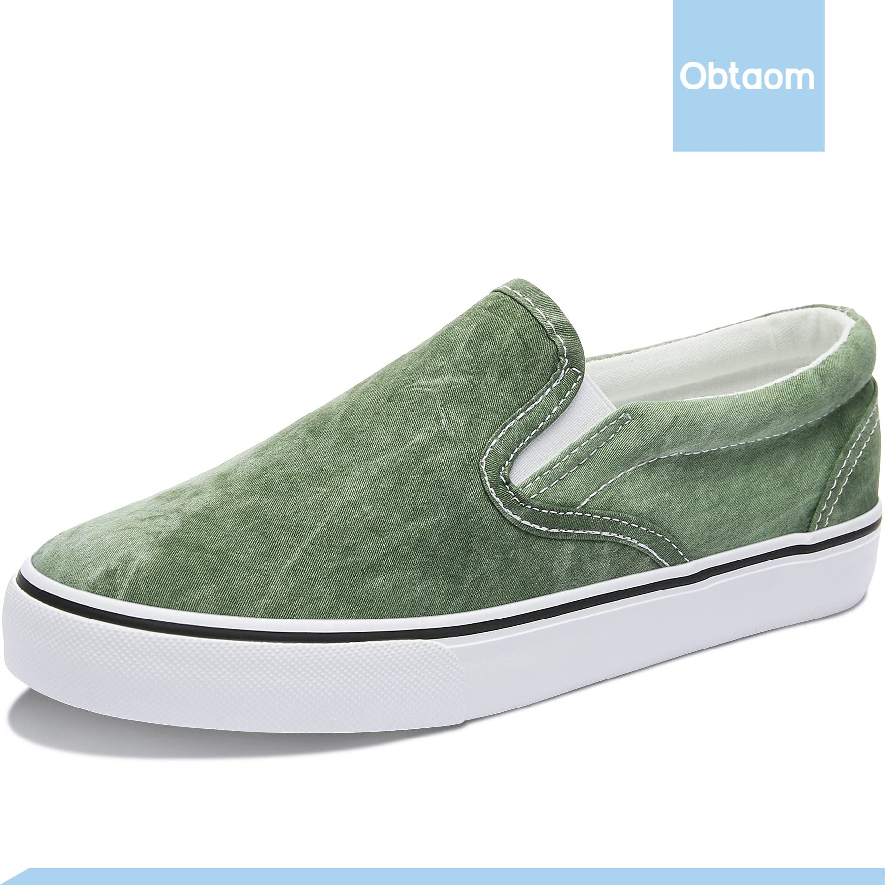 Obtaom Women's White Sneakers & Black Slip-On Shoes - Low Top Canvas Loafers for Casual Wear, Walking & Everyday Comfort