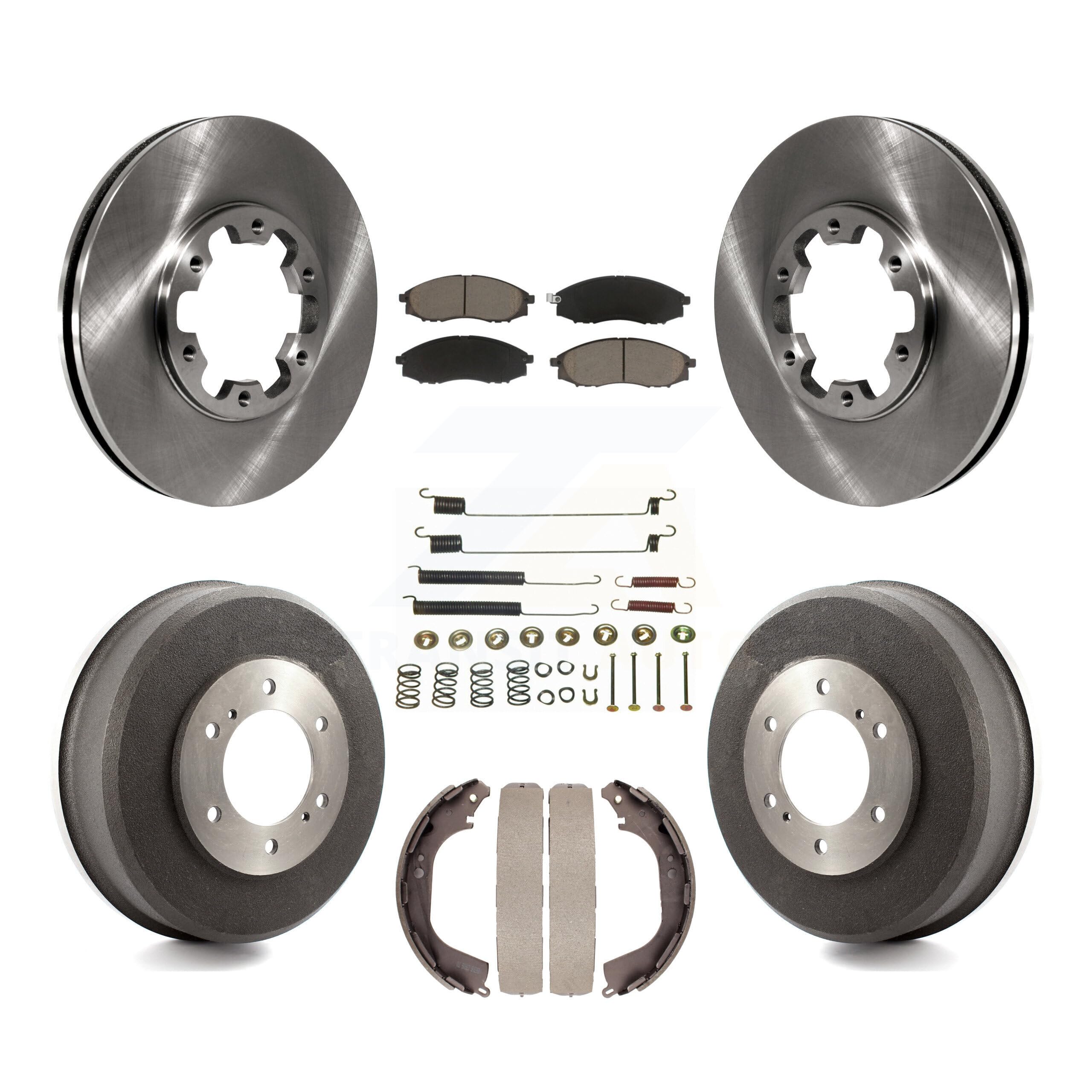 High-Performance CMX Front & Rear Disc Brake Rotors with Ceramic Pads & Drum Kit (7-Piece) - Compatible with Nissan Xterra, Frontier K8C-102348 - Perfect for Off-Roading, Daily Commuting & Heavy-Duty Towing