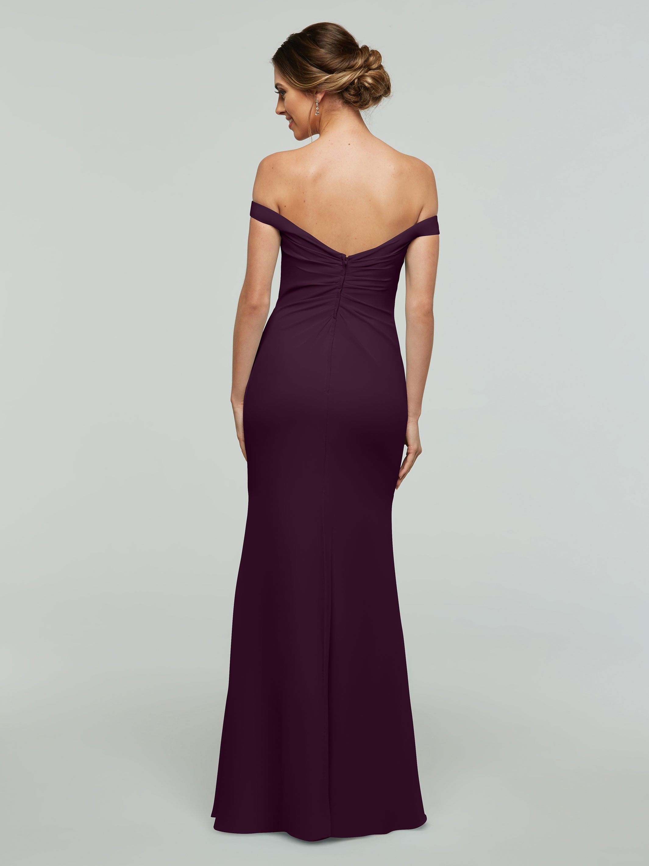Elegant Off-the-Shoulder Chiffon Bridesmaid Dress with Fit & Flare Silhouette | Perfect for Weddings, Prom & Formal Events