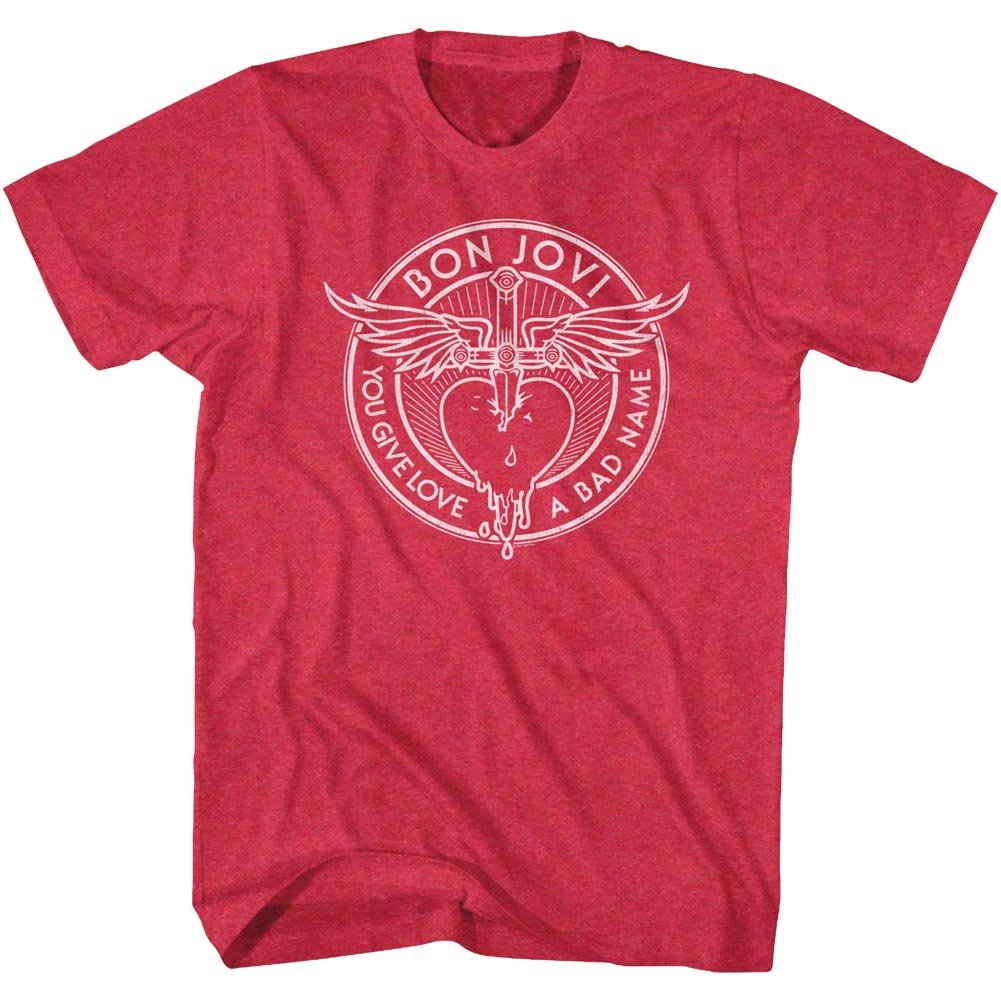 Bon Jovi 'Bad Name' Cherry Heather Vintage Rock Band T-Shirt for Men & Women - Perfect for Concerts, Parties & Casual Wear
