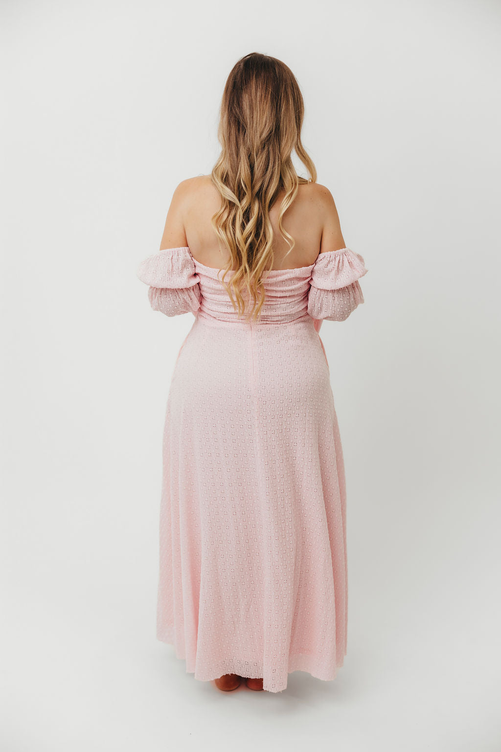Corrine Tiered Sleeve Maxi Dress with Pockets - Baby Pink Maternity Dress | Bump Friendly & Comfortable for Pregnancy, Nursing, Special Occasions & Summer Weddings
