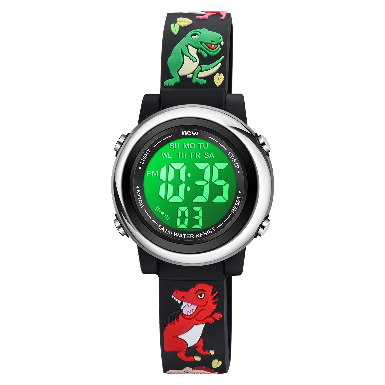 **Venhoo Kids Watches for Boys - 3D Cartoon Waterproof Silicone Watch with 7 Color Flashing Lights, Digital Wrist Watch for Toddlers & Little Boys - Perfect for School, Playtime & Outdoor Activities**