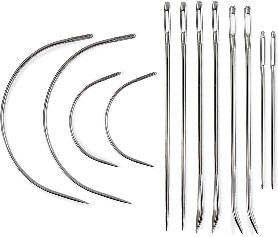 Heavy Duty Hand Sewing Needles Set - 12 Pack Strong Upholstery Needles for Leather, Carpet & Canvas Repair | Perfect for DIY Furniture, Bag & Shoe Mending