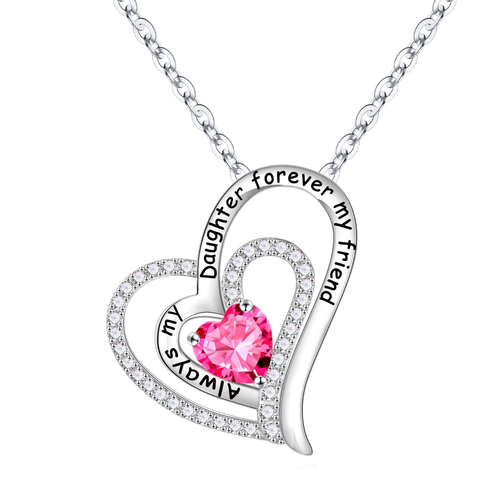Birthstone Necklace for Women - Sterling Silver Heart Pendant Jewelry Gift for Mom, Wife, Girlfriend, Daughter | Personalized Birthday, Mother's Day & Anniversary Present | Perfect for Everyday Wear & Special Occasions