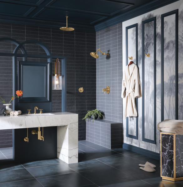 Brilliance Luxe Gold 12 Round Raincan Shower Head 2.5 GPM - Brizo 81392 GL 2.5 - Perfect for Spa-Like Bathroom Upgrades & Luxury Home Renovations