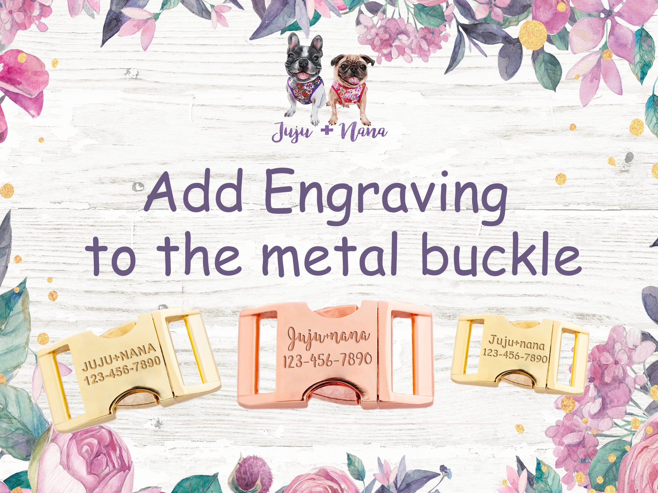 Floral Dog Collar with Glitter Roses & Wildflowers - Stylish & Comfortable Pet Accessory for Spring Walks & Outdoor Adventures