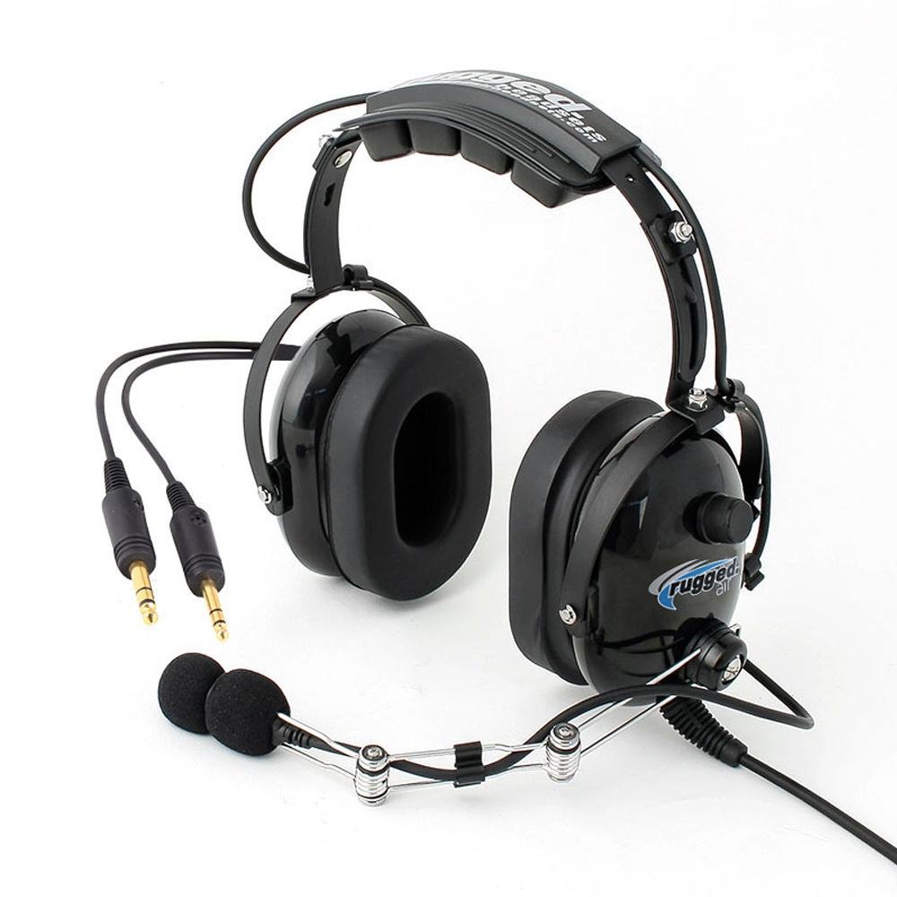 RA454 Black Aviation Stereo Pilot Headset - Durable & Noise-Reducing for General Aircraft - Perfect for Flight Training, Cockpit Communication & Long-Haul Flights