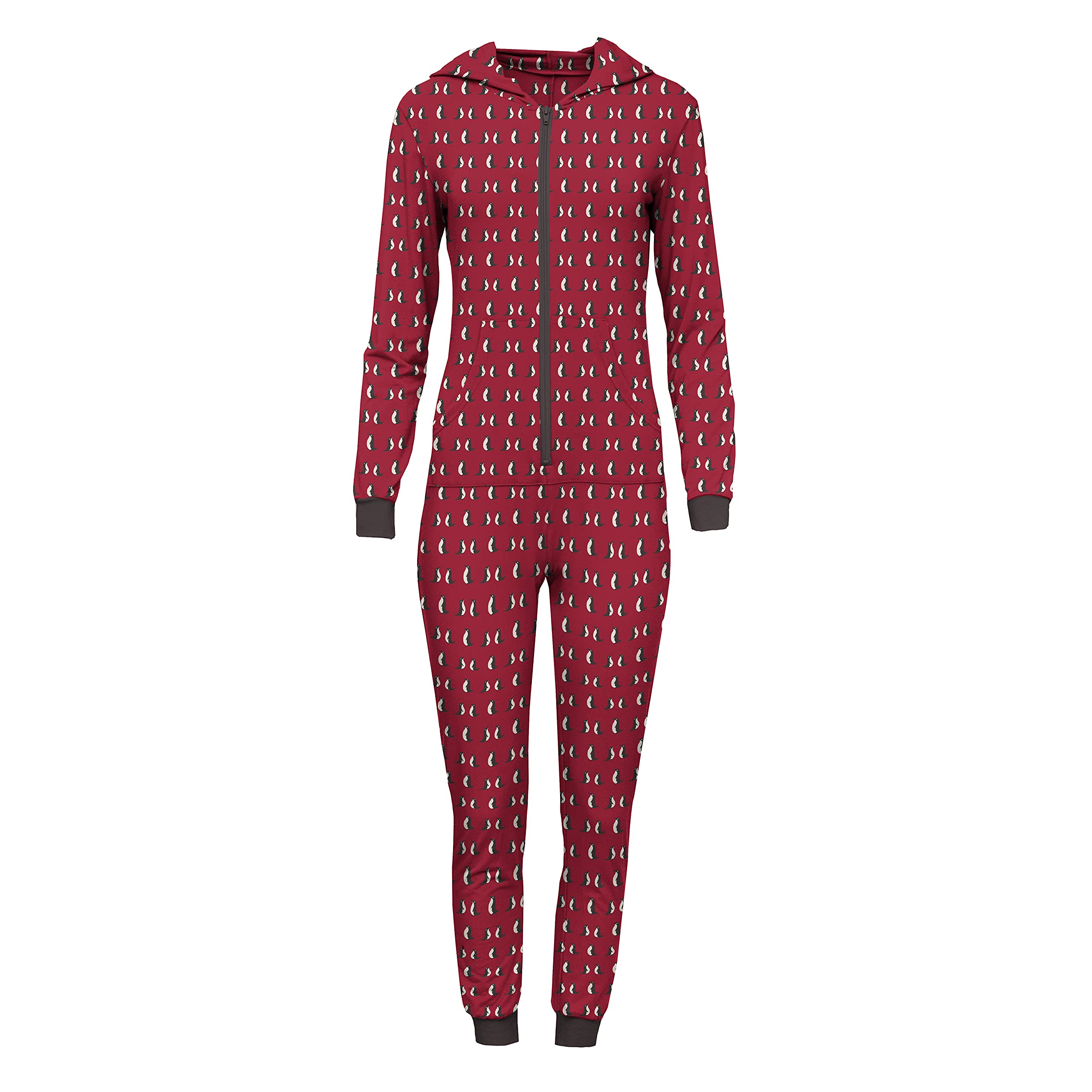 KICKEE Women's Soft Hooded Long Sleeve Jumpsuit - Cozy Loungewear with Celebrations Print for Family Matching Outfits | Perfect for Holidays, Casual Wear & Family Photos