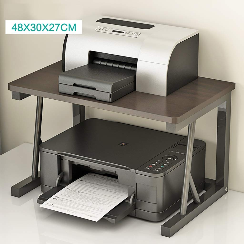 2-Tier Wooden Printer Stand with Storage - Black Desktop Organizer for Fax Machine, Scanner & Office Supplies | Perfect for Home Office & Workspace Organization