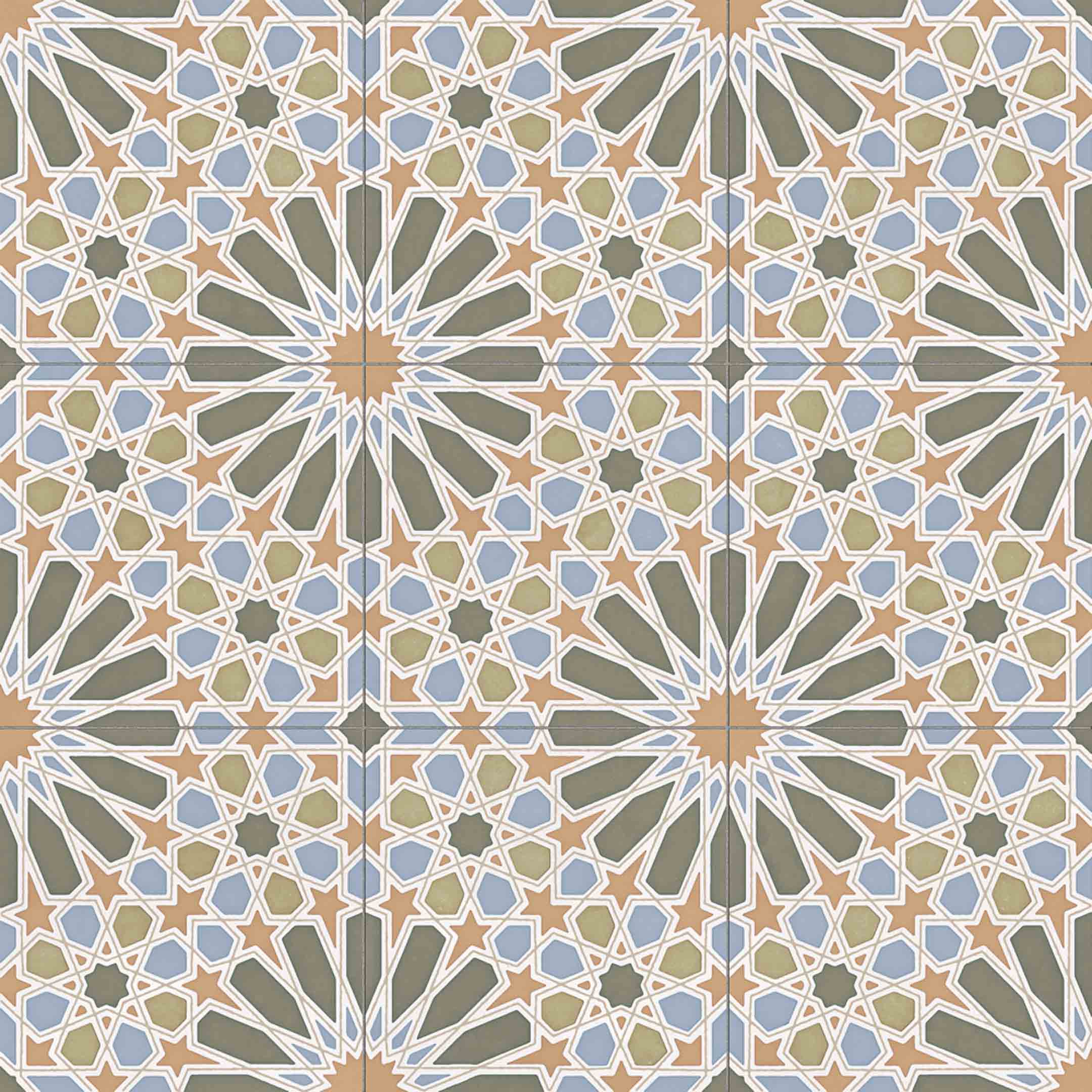 Alhambra Spanish Encaustic Cement Tile - Handmade Floor & Wall Tile for Kitchen, Bathroom, and Patio Decor