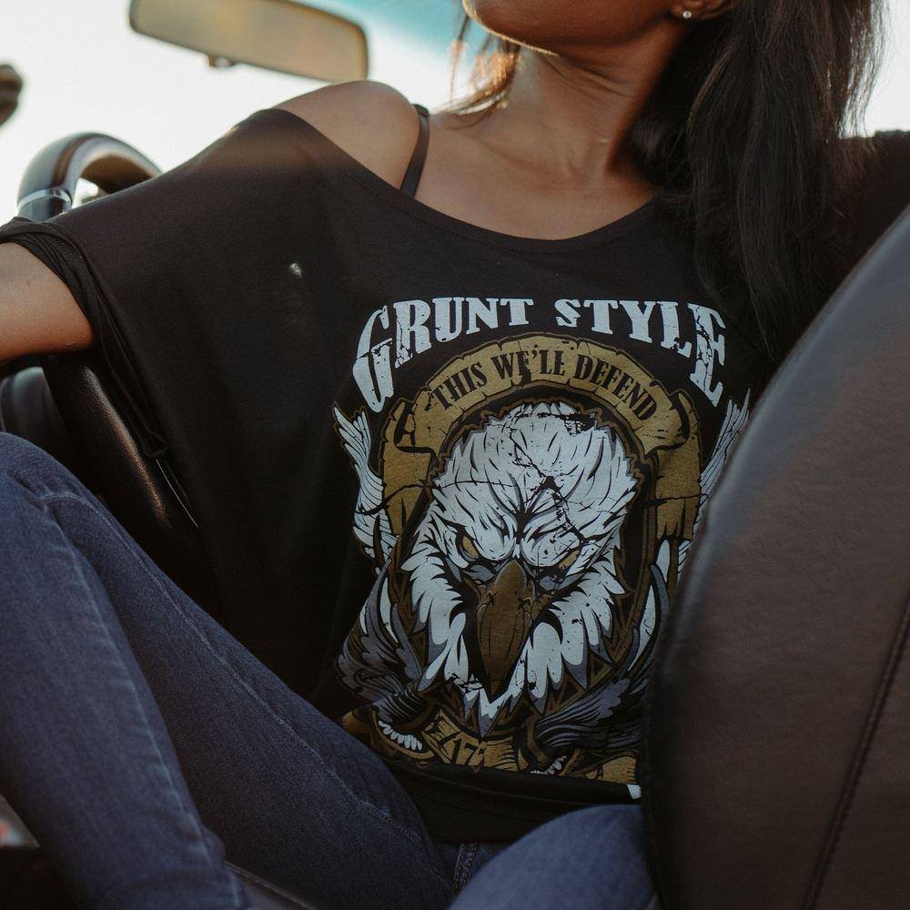 Women's Easy Rider Eagle Slouchy T-Shirt - Black | Vintage Graphic Tee for Casual Wear & Biker Outfits