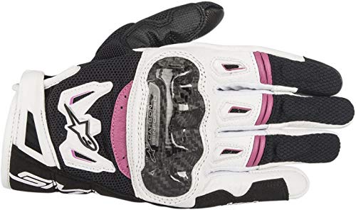 Alpinestars Unisex Adult Motorcycle Gloves - Black, White, Pink (Size L) - Durable Riding Gloves for Street & Racing Bikes