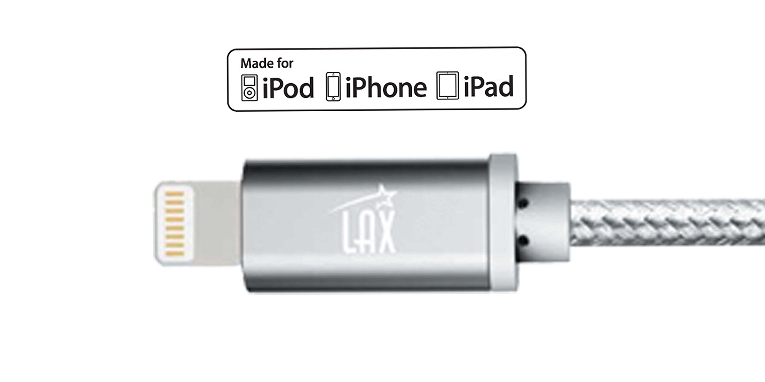 LAX MFi Certified iPhone Charger Lightning Cable - Durable Braided USB Cord for iPhone 11/11 Pro Max/XS Max/X/8/7/6, iPad & iPod | Fast Charging & Data Sync | Perfect for Home, Office & Travel Use