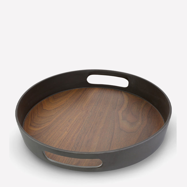 Round Wooden Coffee Tray - Handcrafted Walnut Serving Tray for Coffee, Tea & Breakfast in Bed - Perfect for Home, Office & Gift Giving