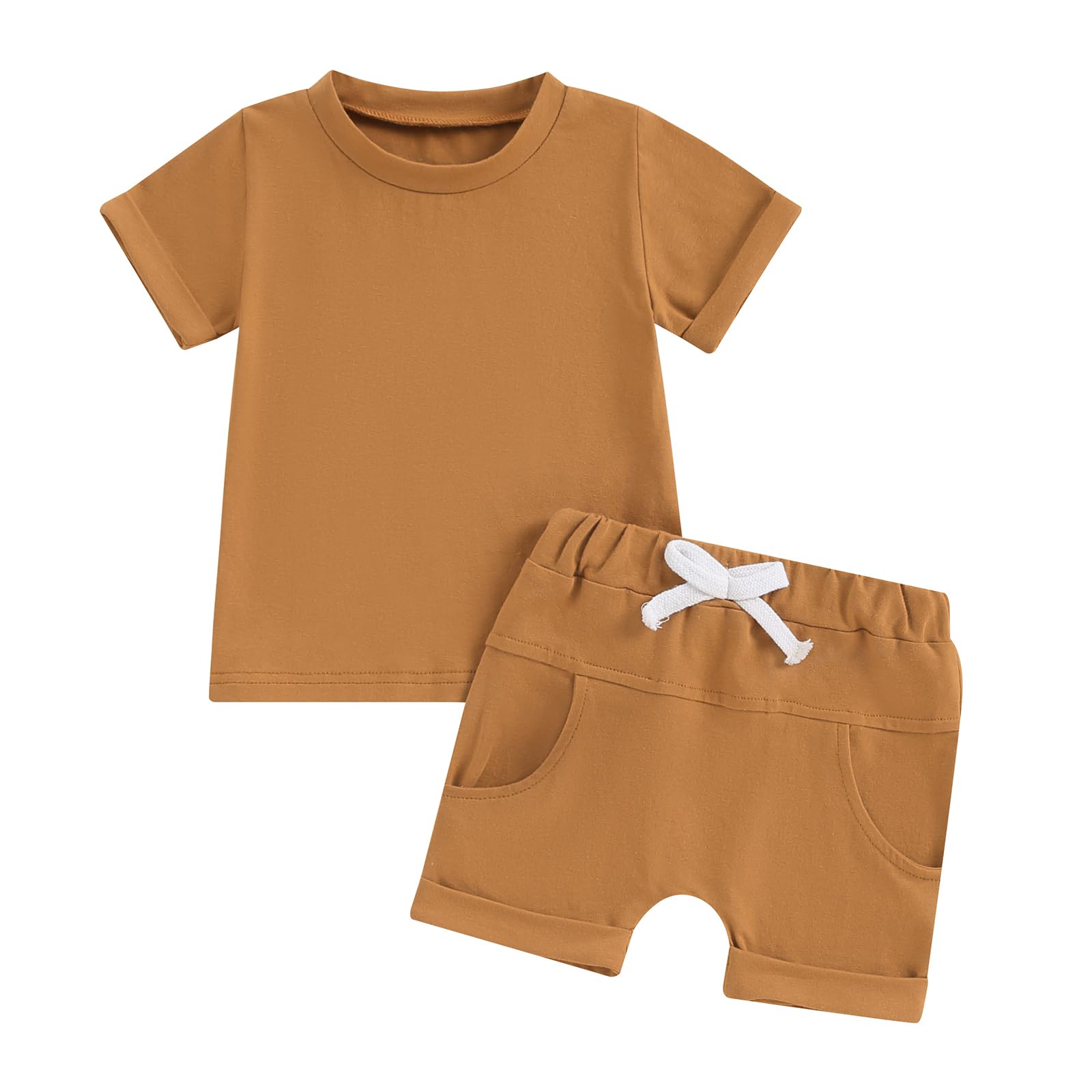 Adorable Toddler Boy Summer Outfits - Contrast Color T-Shirt & Shorts Set for Newborn Baby Boys | Perfect for Playtime, Beach & Outdoor Activities